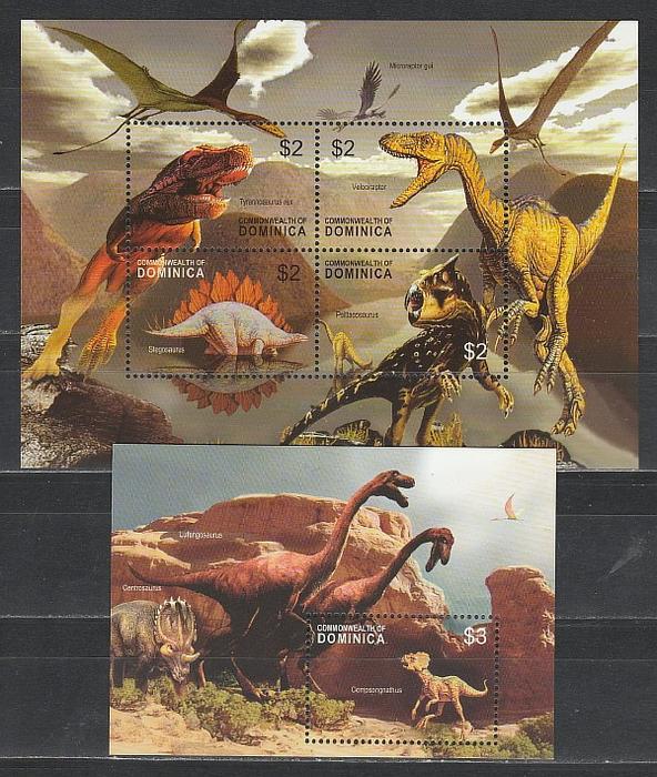 Доминика 2005, Динозавры, малый лист + блок